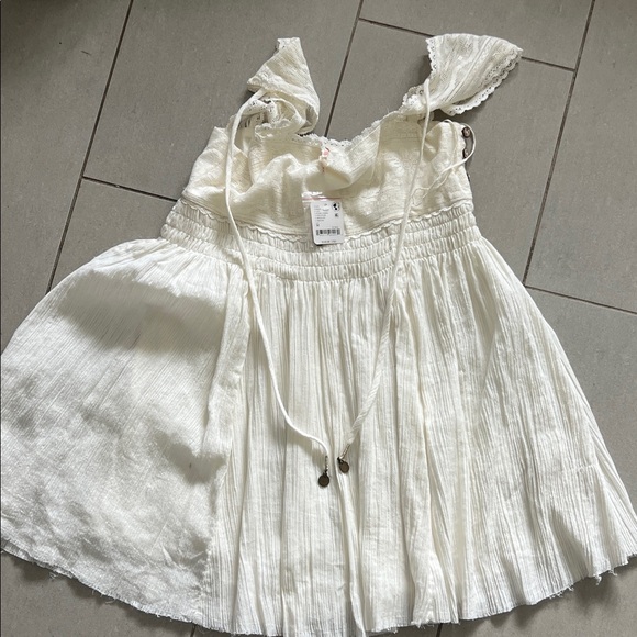 Free People Dresses & Skirts - Free People White Lace Trim Dress